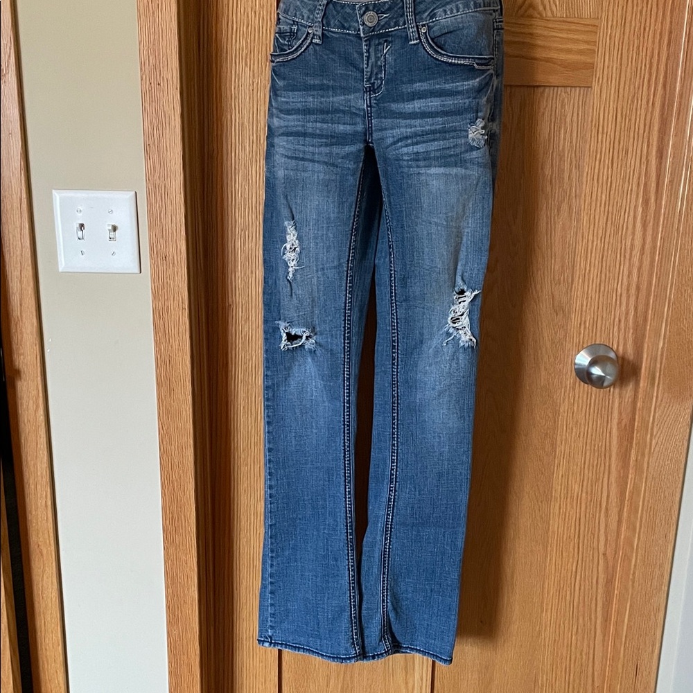 Hydraulic Women's Boot Cut Distressed Jeans - Medium Blue